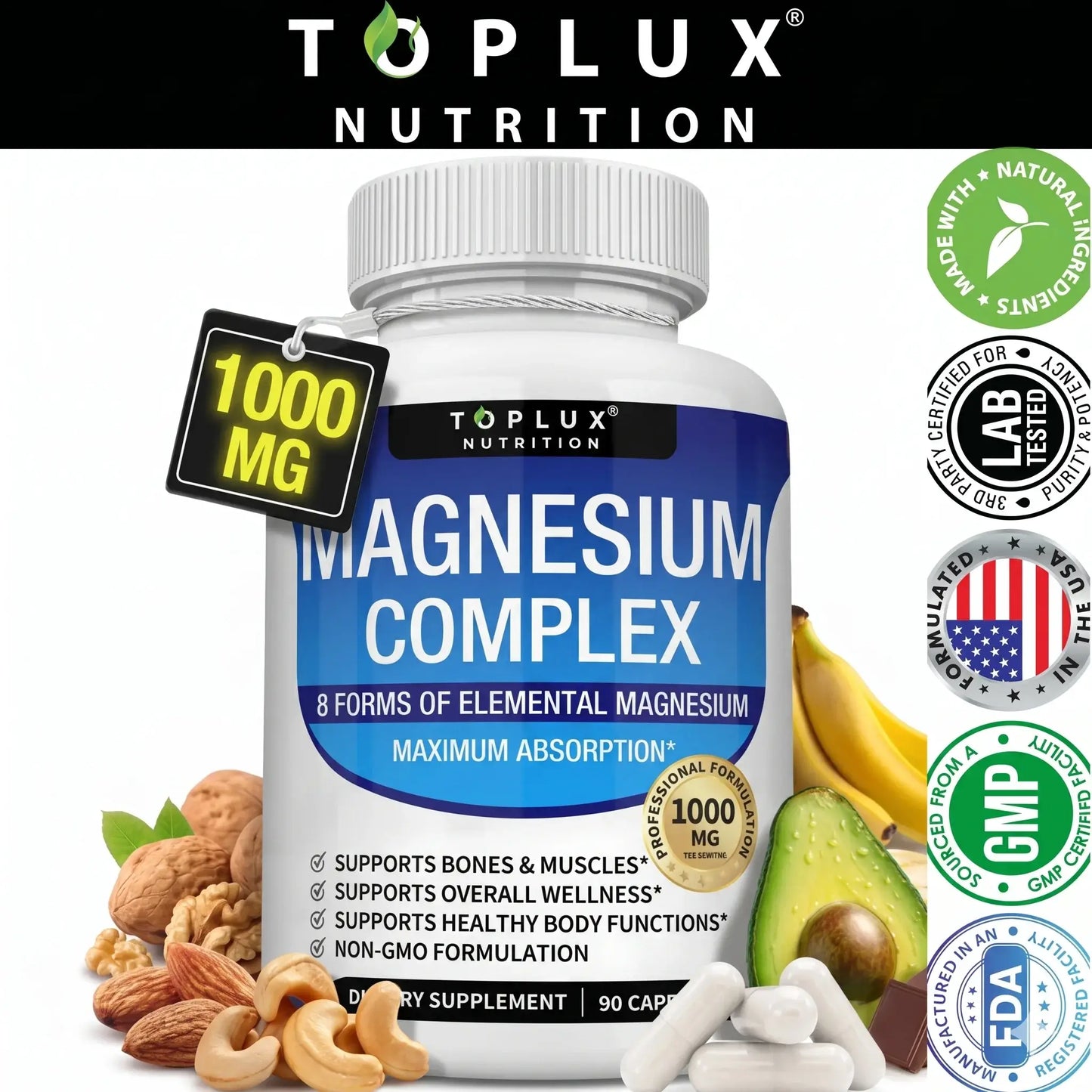 Toplux® Magnesium Complex 8 en 1 🌿 IMPORTADO 🇺🇸